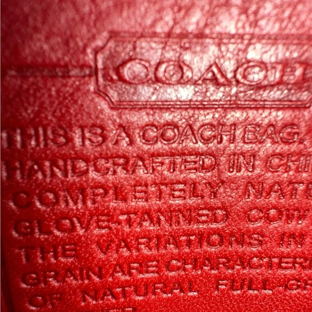 Vintage Red Coach Leather pouch cash wallet cosmetic makeup bag - Picture 5 of 10